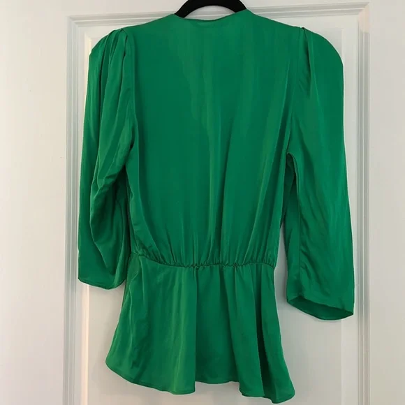 FLASH SALE NWT Zara Green Satin Wrap Top - Picture 9 of 11